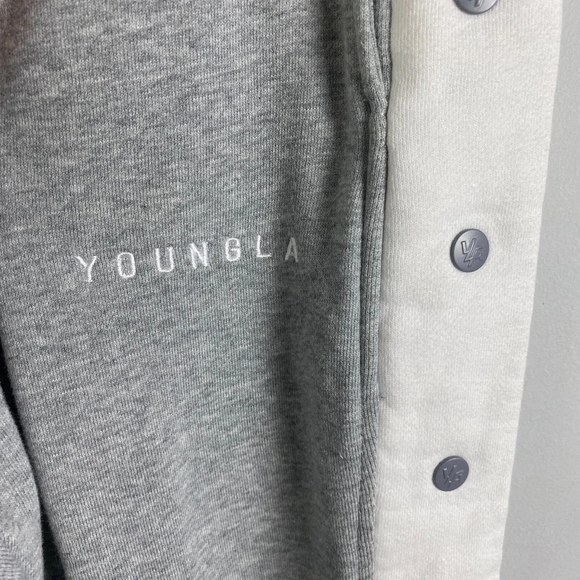 YoungLA Men's Snap Button Joggers - Black, Light Gray, Dark Brown, Off-White - Picture 3 of 5